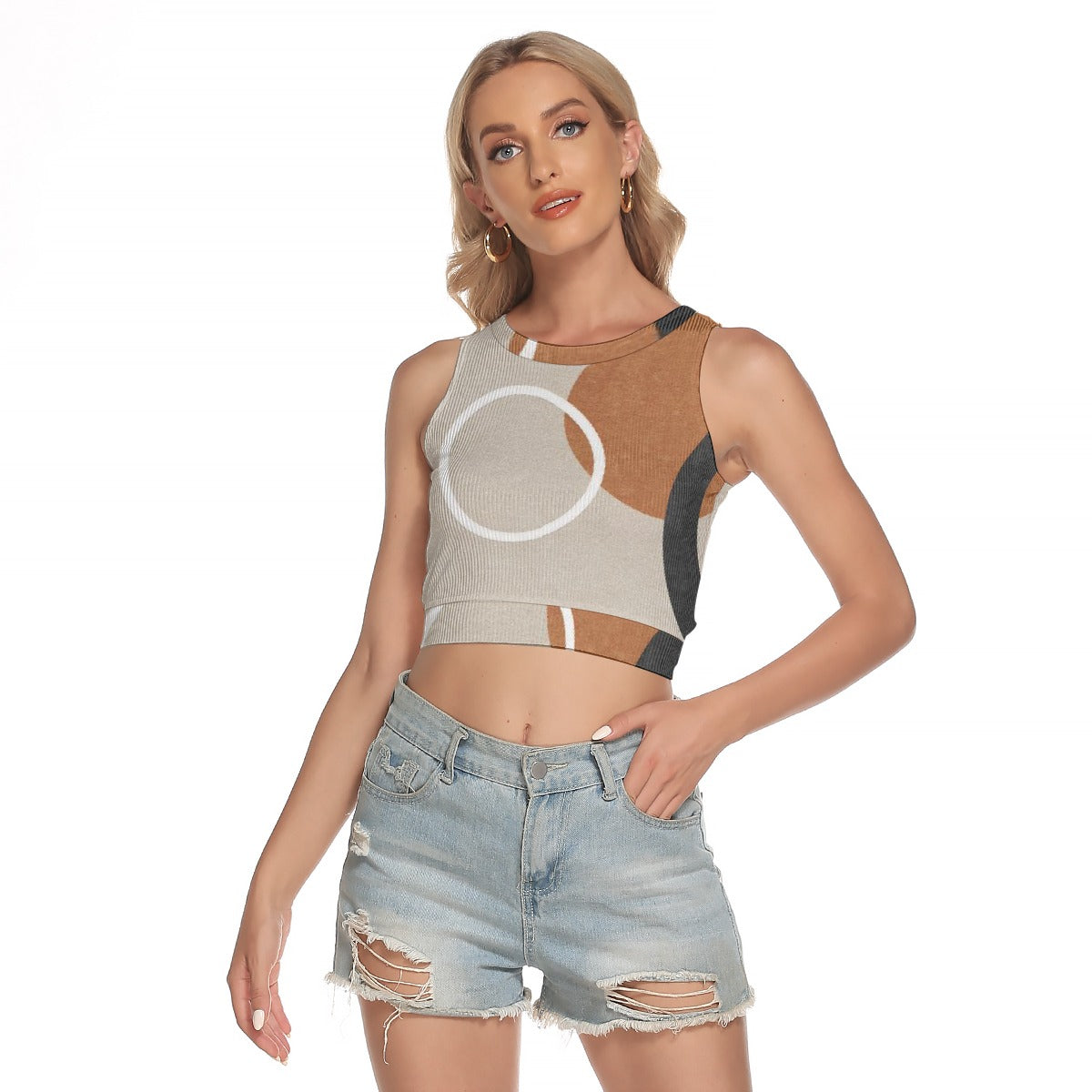 All-Over Print Women's Sleeveless Back Hollow Crop Top
