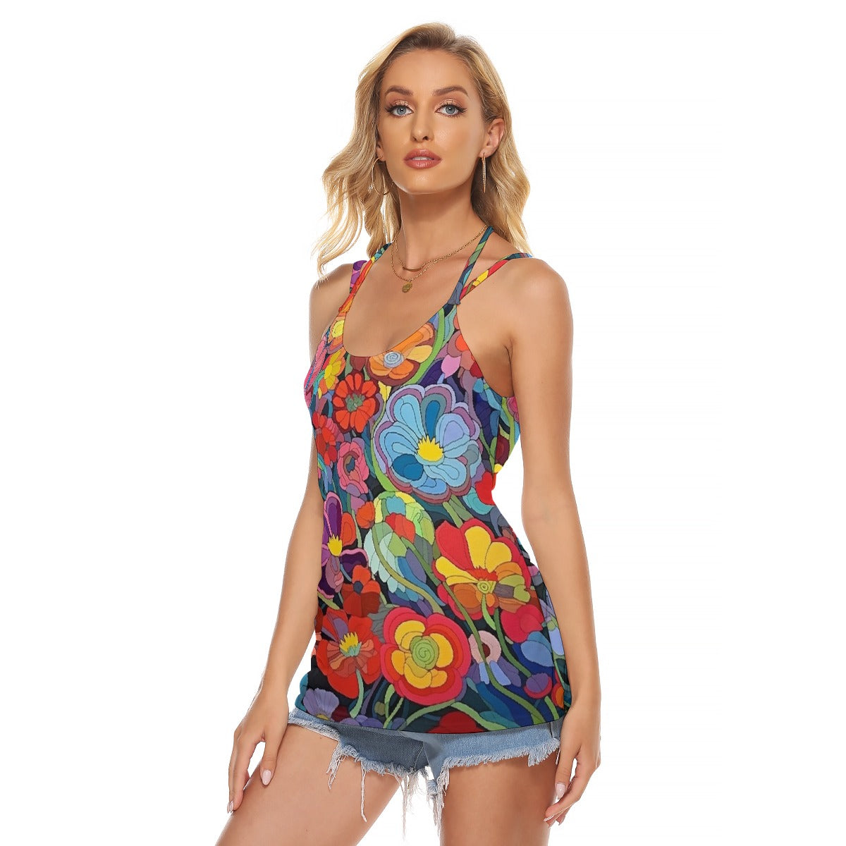 All-Over Print Women's Halter Top With Backless