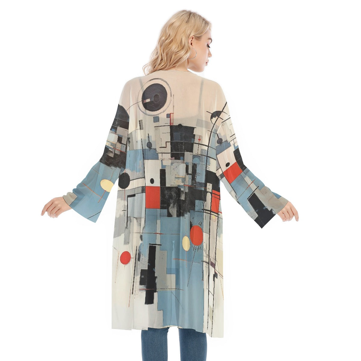 All- Over Print Women's Long Sleeve Mesh Cardigan