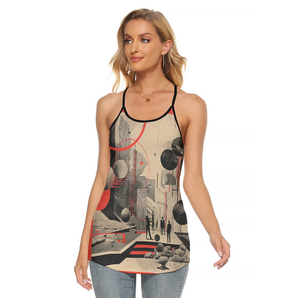 All-Over Print Women's Criss-Cross Open Back Tank Top