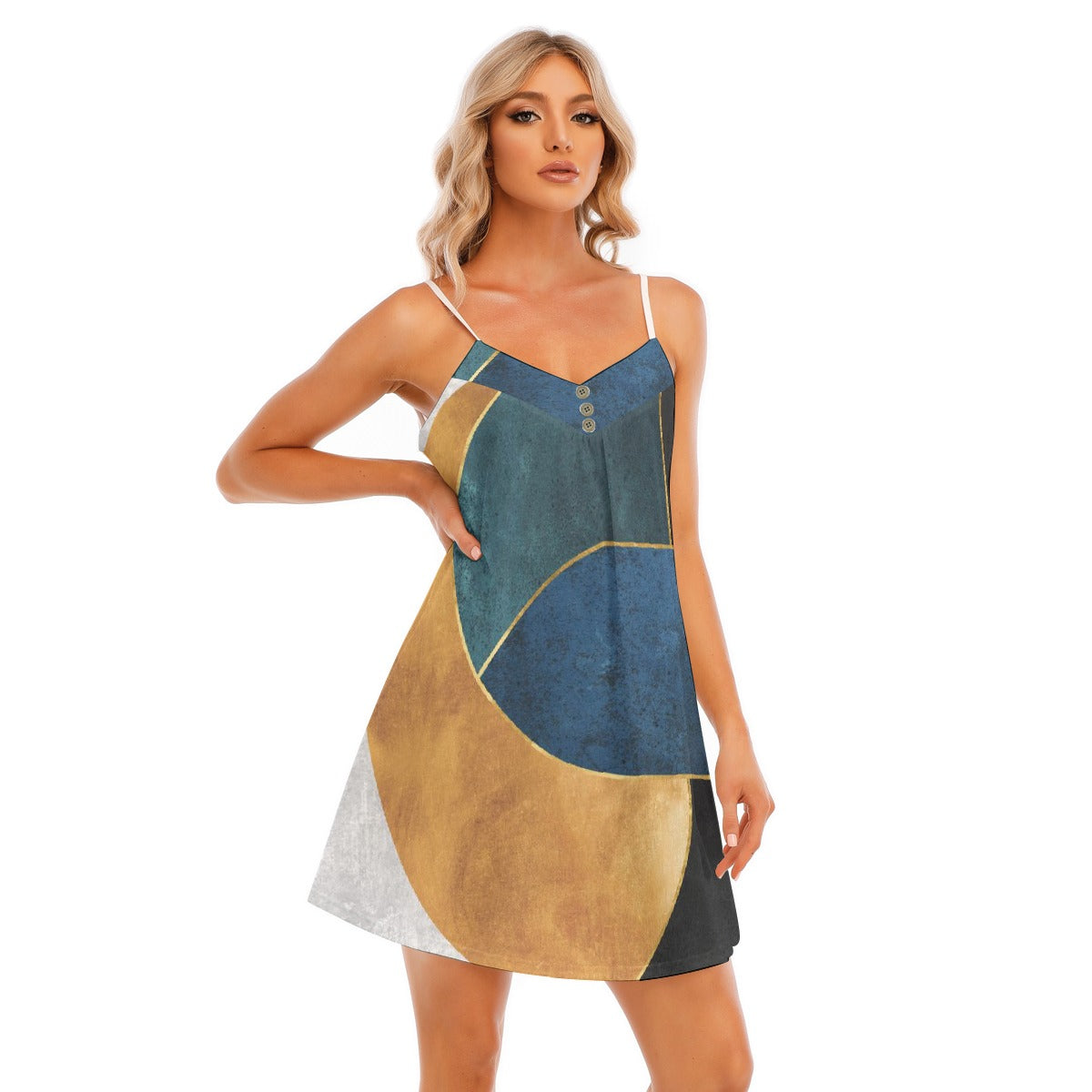 All-Over Print Women's V-neck Cami Dress