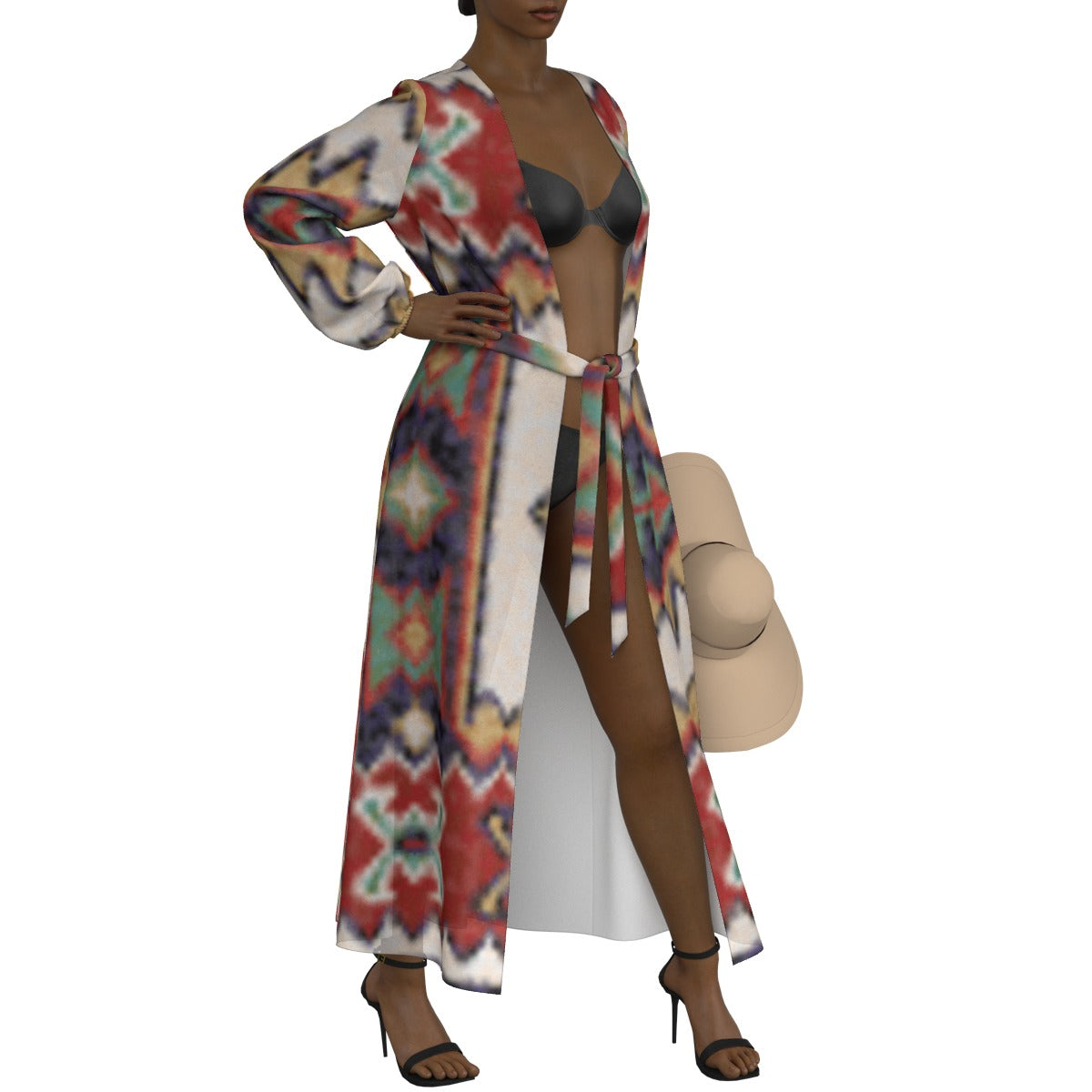 All-Over Print Women's Lace-up Chiffon Robe