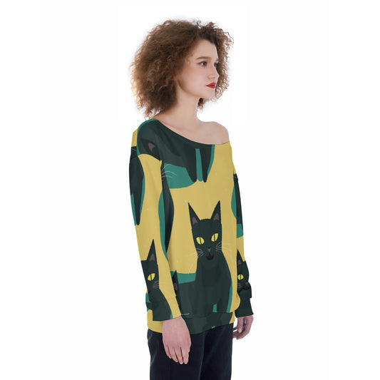 All-Over Print Oversized Women's Off-Shoulder Sweatshirt