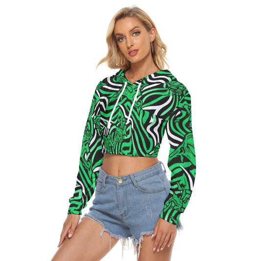 All-Over Print Women's Crop Top Hoodie|Velvet