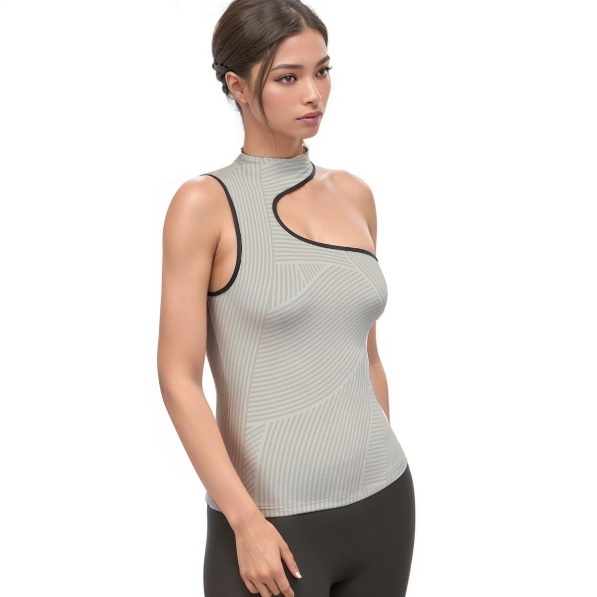 All-Over Print Women's Halter Sleeveless Asymmetrical Tank Top