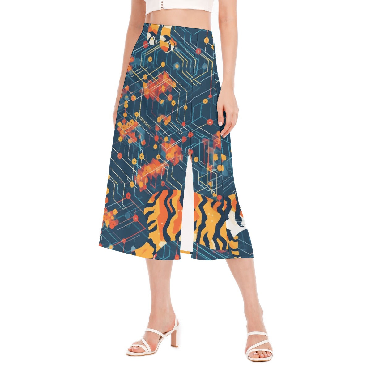 All-Over Print Women's High Slit Long Skirt
