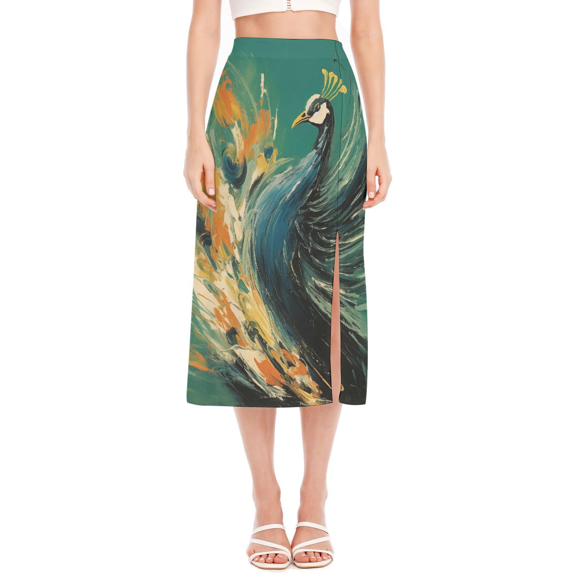All-Over Print Women's High Slit Long Skirt