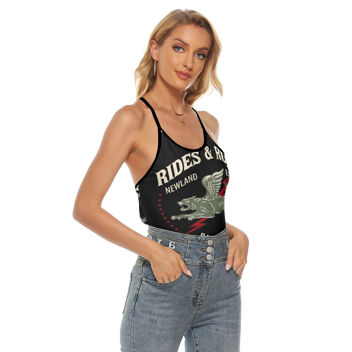 All-Over Print Women's Criss-Cross Open Back Tank Top