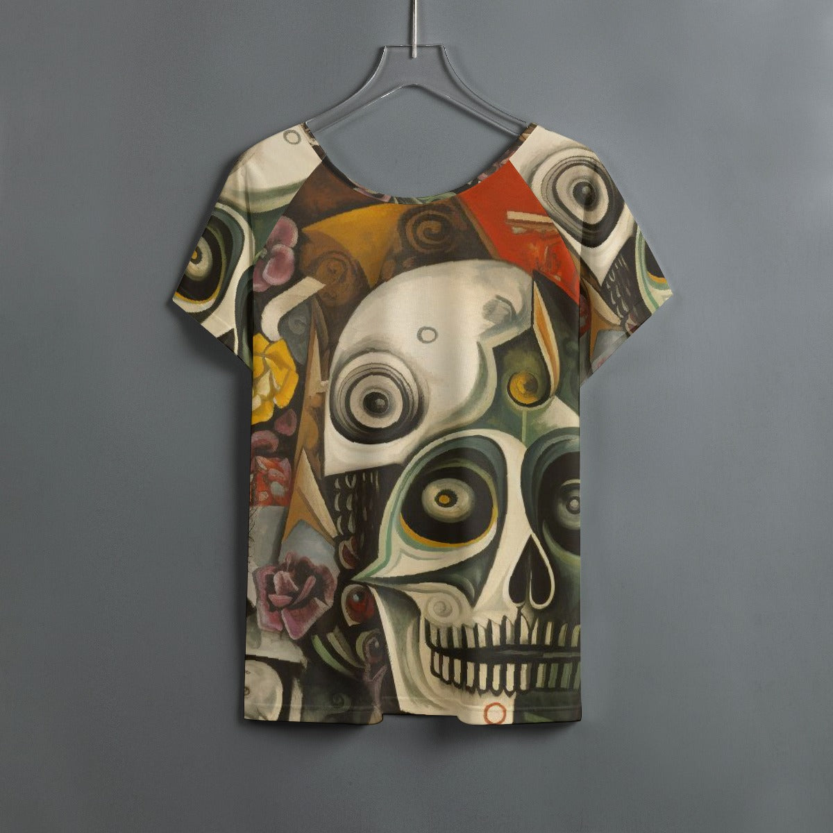 All-Over Print Women's Round Neck T-shirt With Raglan Sleeve