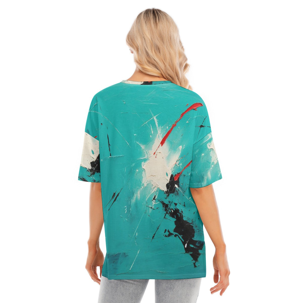 All-Over Print Women's Short Sleeves T-shirt With Hem Split