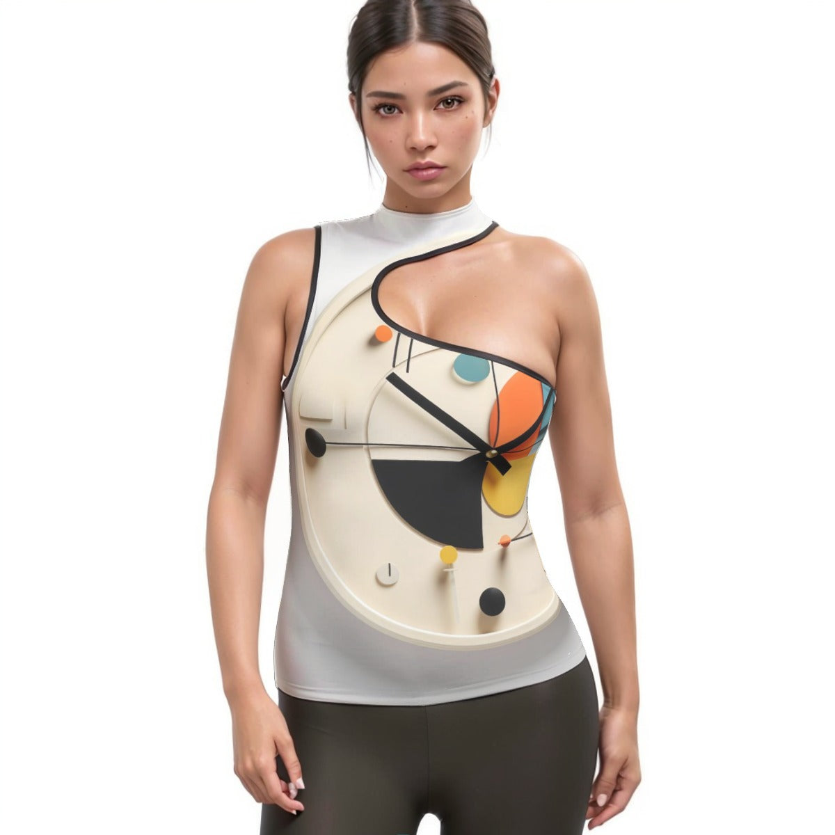 All-Over Print Women's Halter Sleeveless Asymmetrical Tank Top