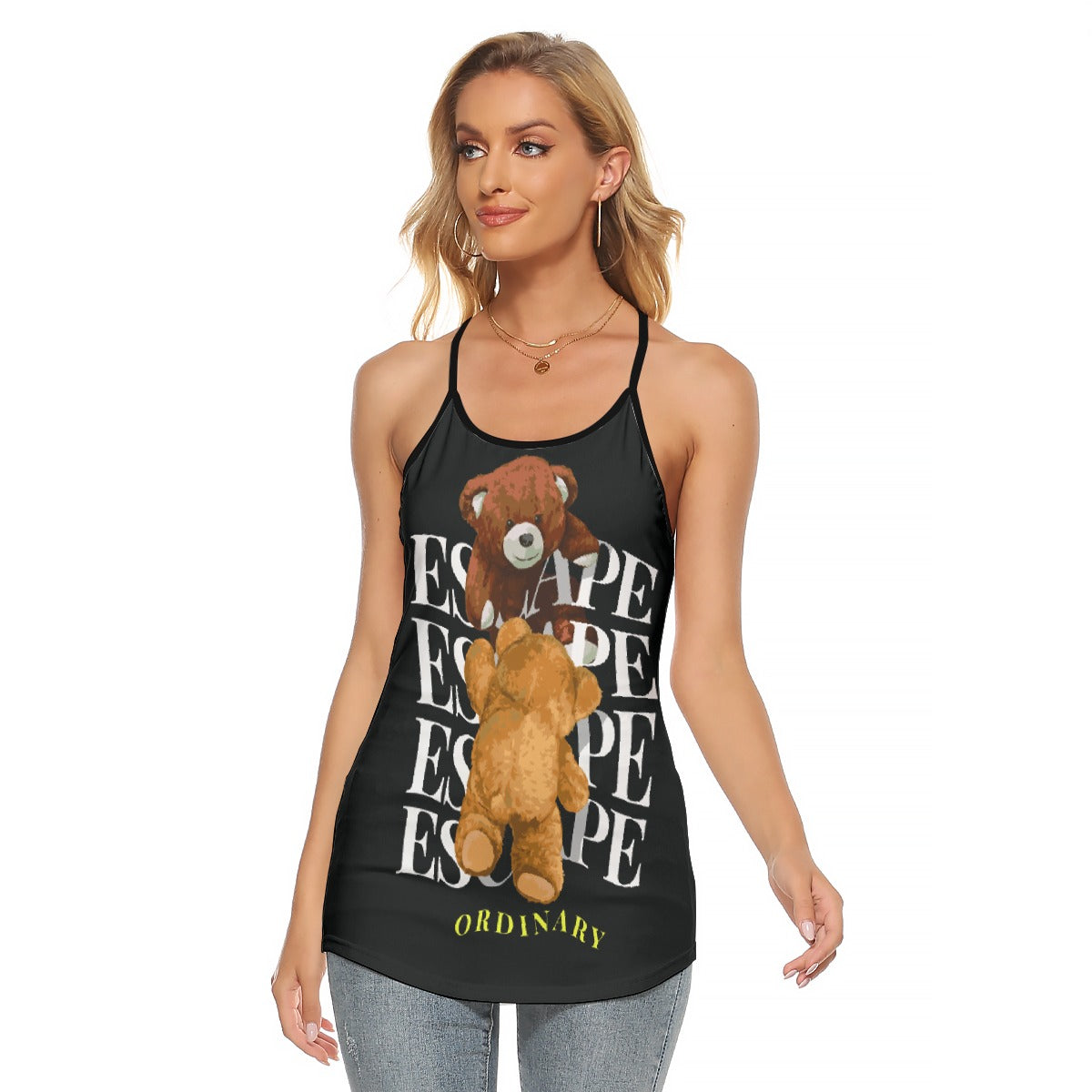 All-Over Print Women's Criss-Cross Open Back Tank Top