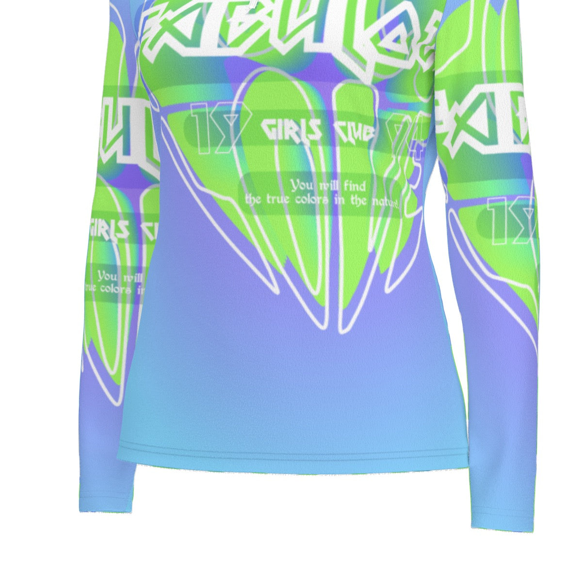 All-Over Print Women's Sports Collar Jersey With Long Sleeve