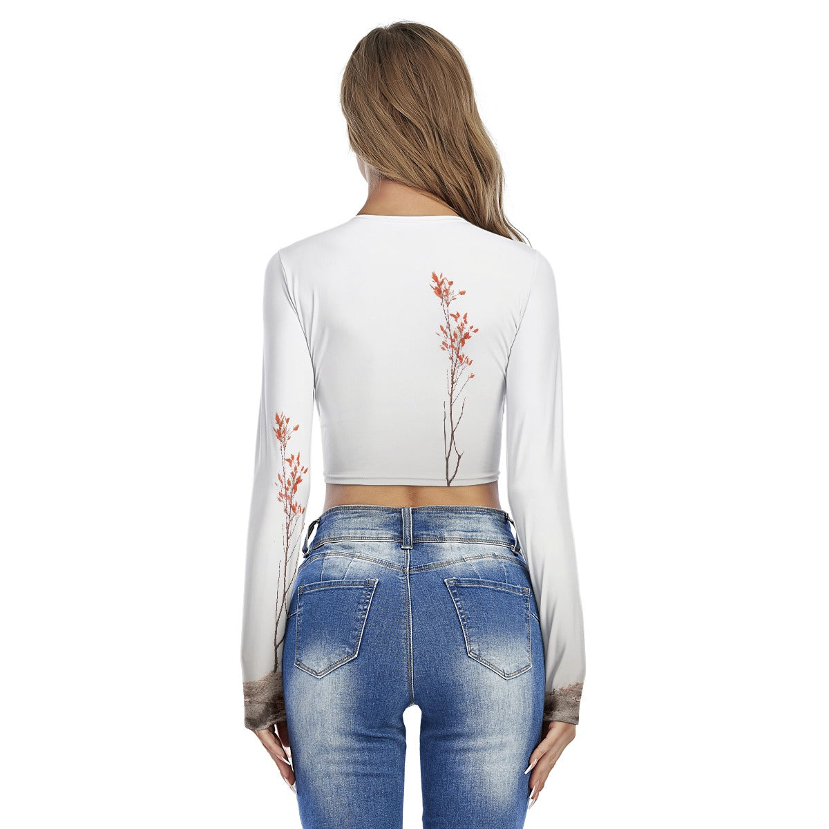 All-Over Print Women's Round Neck Crop Top T-Shirt