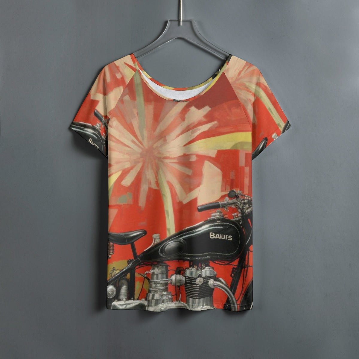 All-Over Print Women's Round Neck T-shirt With Raglan Sleeve