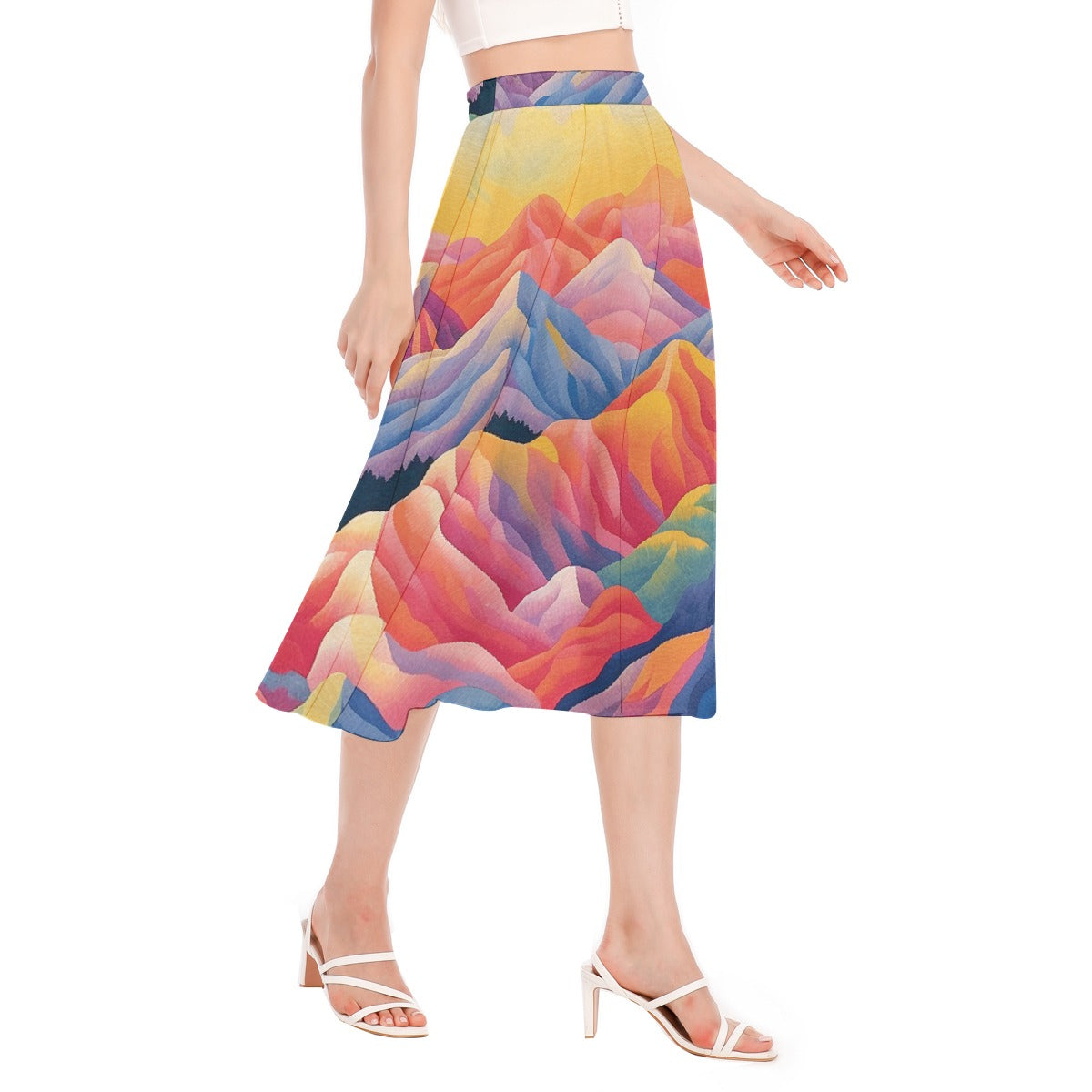 All-Over Print Women's Long Section Chiffon Skirt