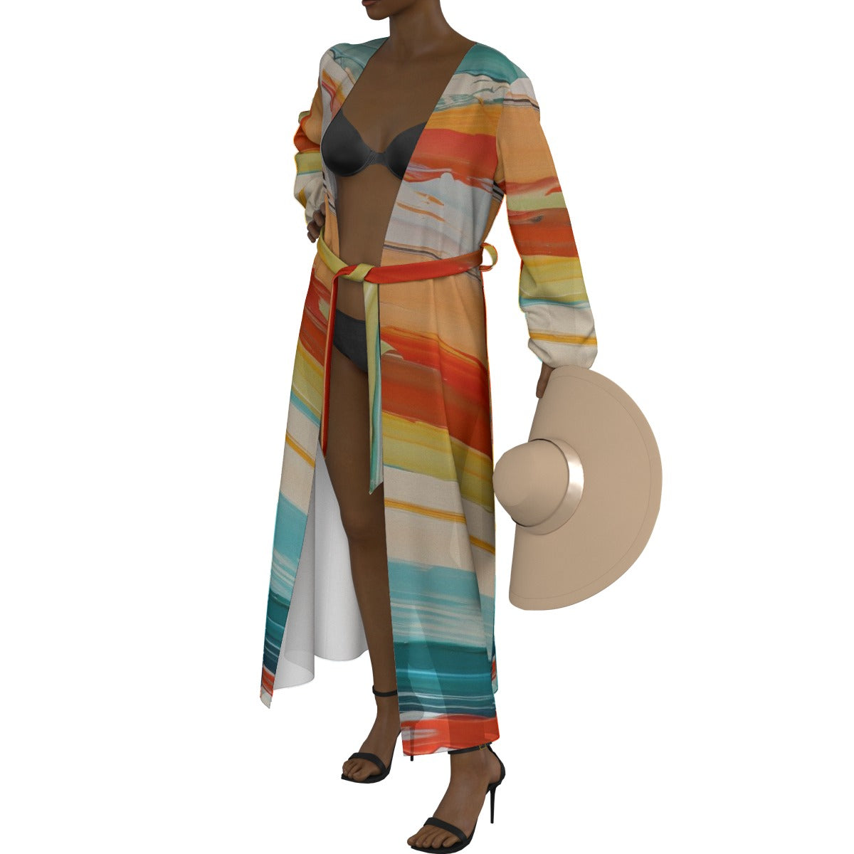 All-Over Print Women's Lace-up Chiffon Robe