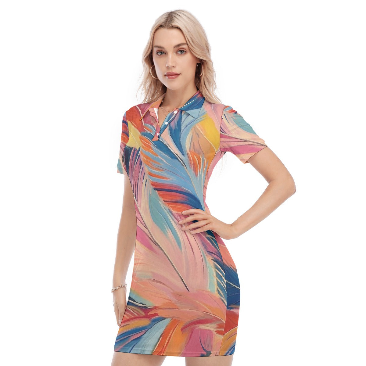 All-Over Print Women's Polo Collar Dress