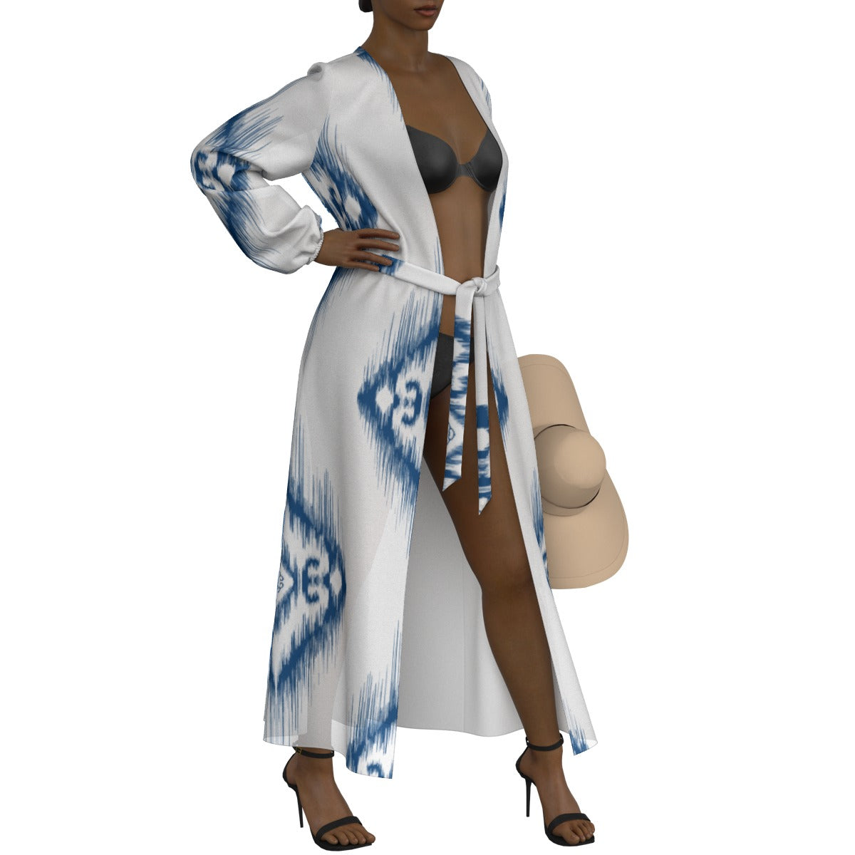 All-Over Print Women's Lace-up Chiffon Robe