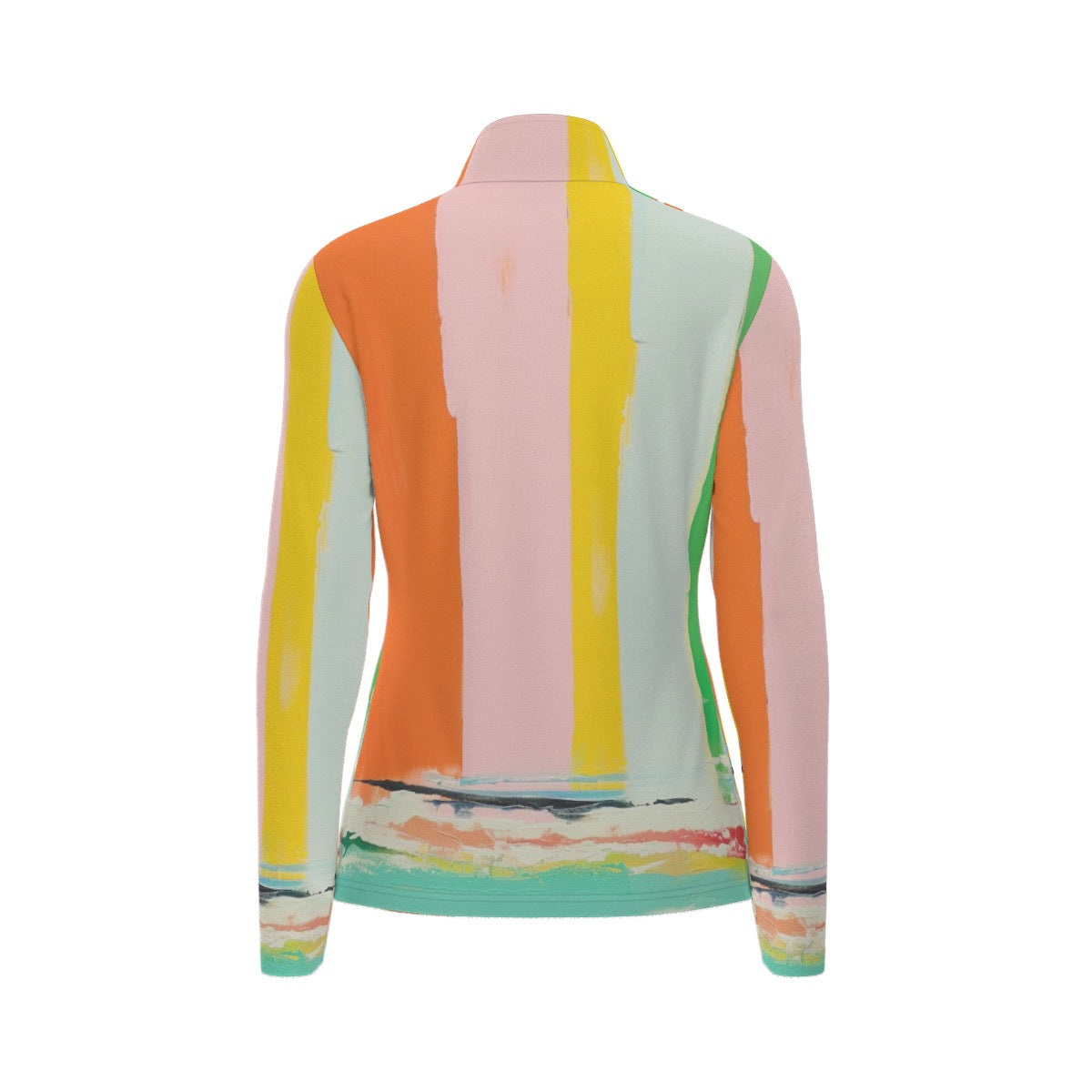All-Over Print Women's Sports Collar Jersey With Long Sleeve