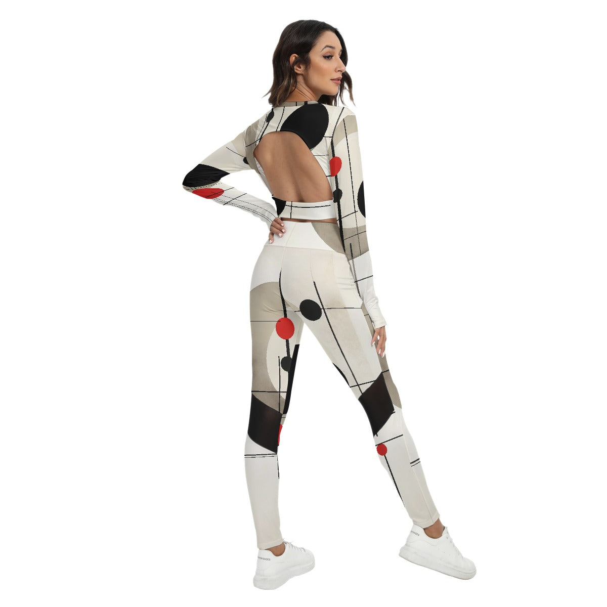 All-Over Print Women's Sport Set With Backless Top And Leggings