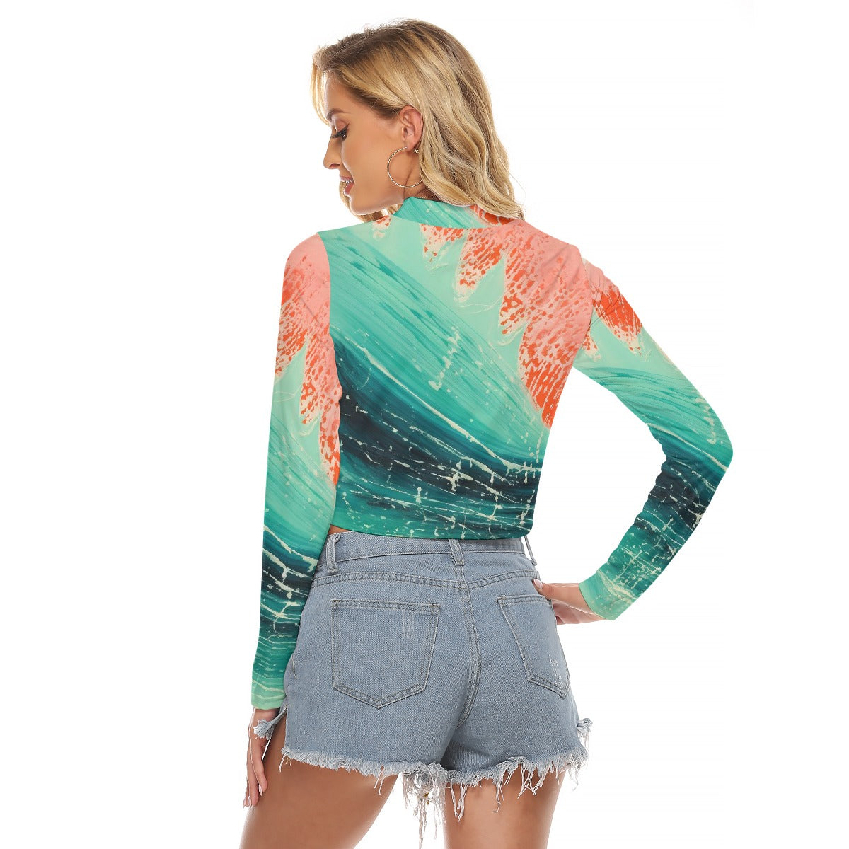 All-Over Print Women's Hollow Chest Keyhole Tight Crop Top