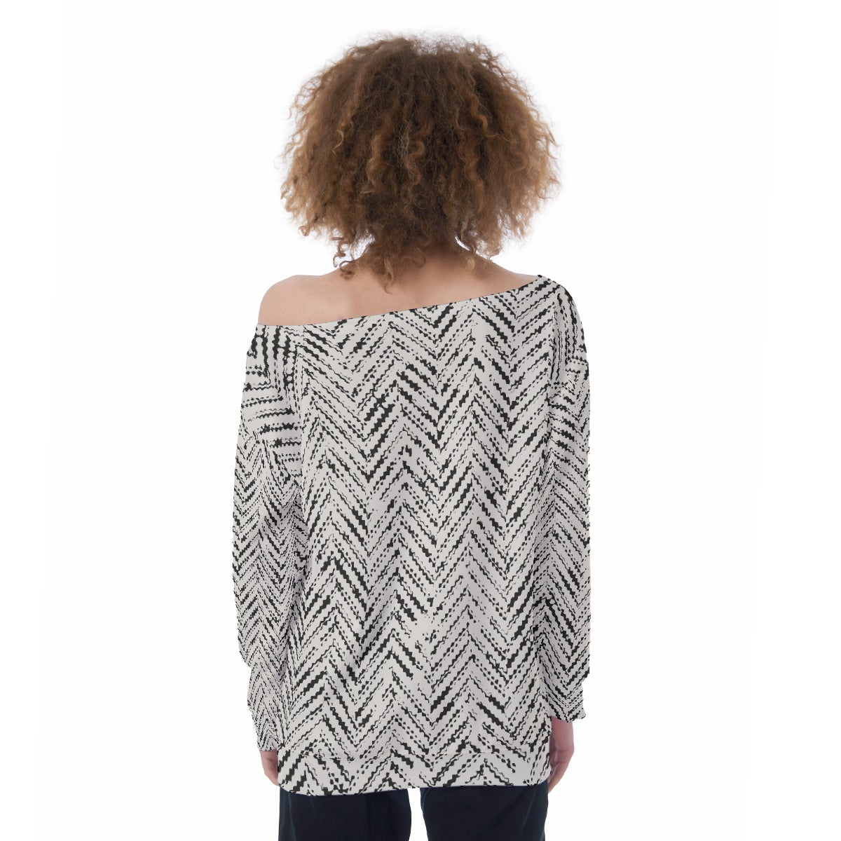All-Over Print Oversized Women's Off-Shoulder Sweatshirt