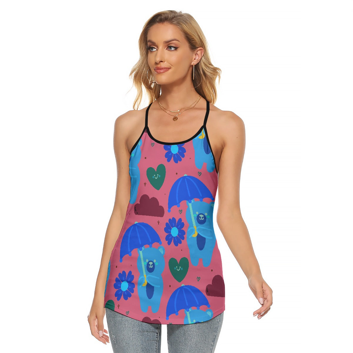 All-Over Print Women's Criss-Cross Open Back Tank Top