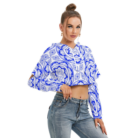 All-Over Print Women's Heavy Fleece Hoodie With Hollow Out Sleeve