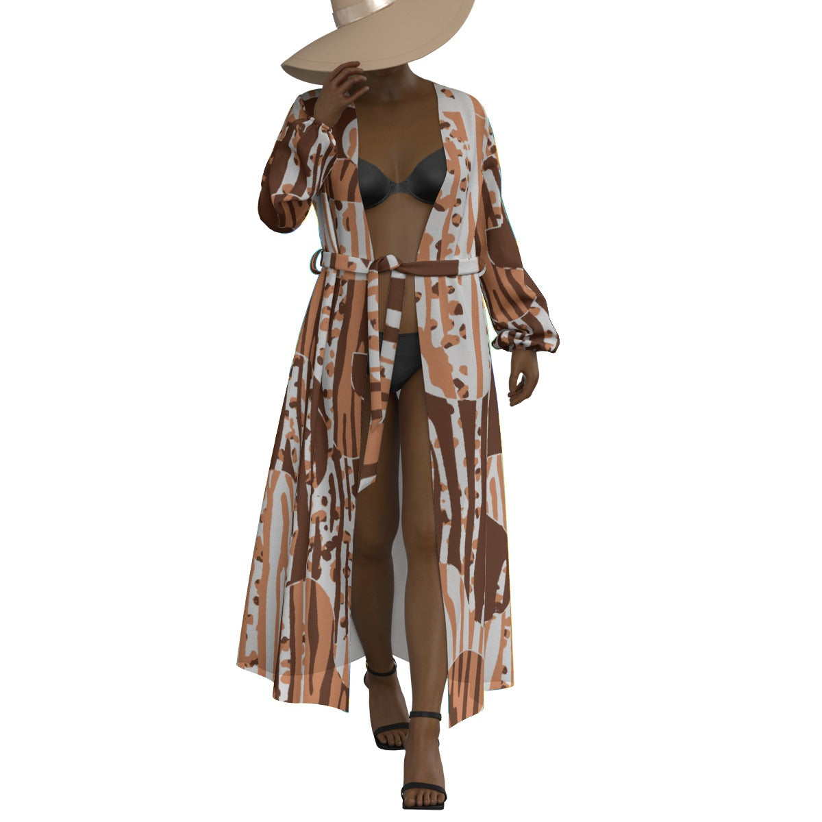 All-Over Print Women's Lace-up Chiffon Robe