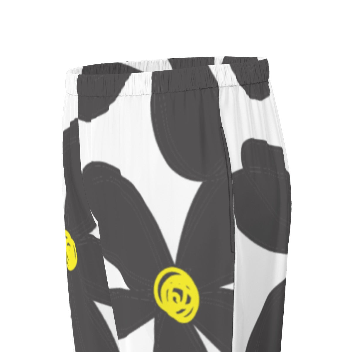 All-Over Print Women's Long Sleeve Pajama Set With Black Contrast Piping