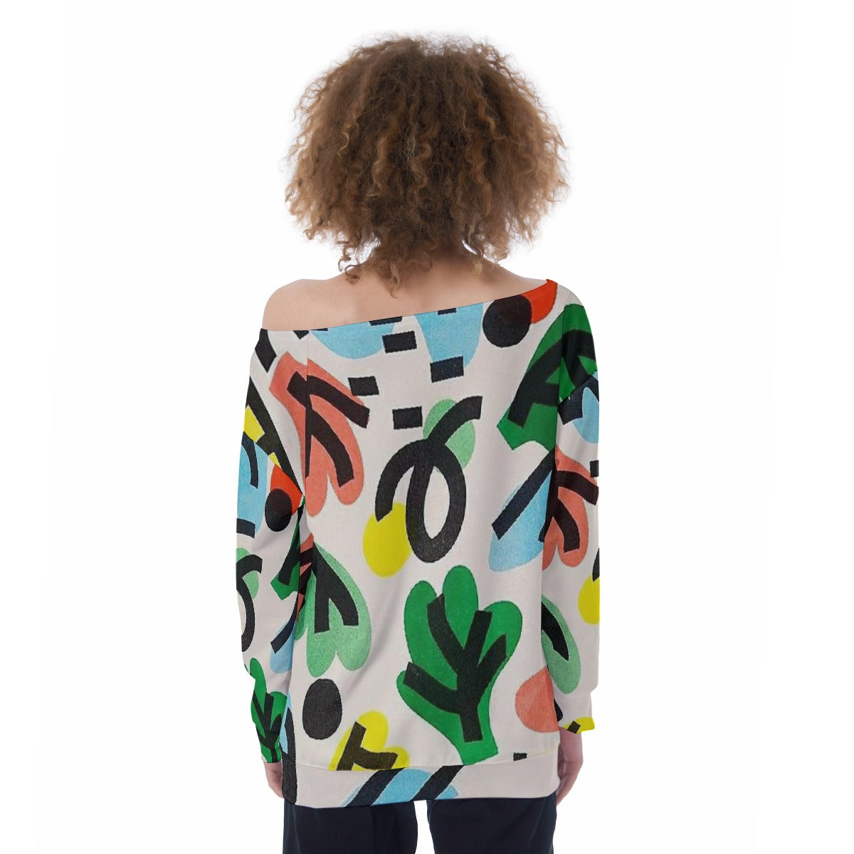 All-Over Print Oversized Women's Off-Shoulder Sweatshirt
