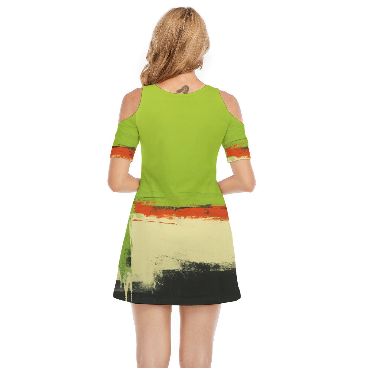 All-Over Print Women's Cold Shoulder Dress | 190GSM Cotton