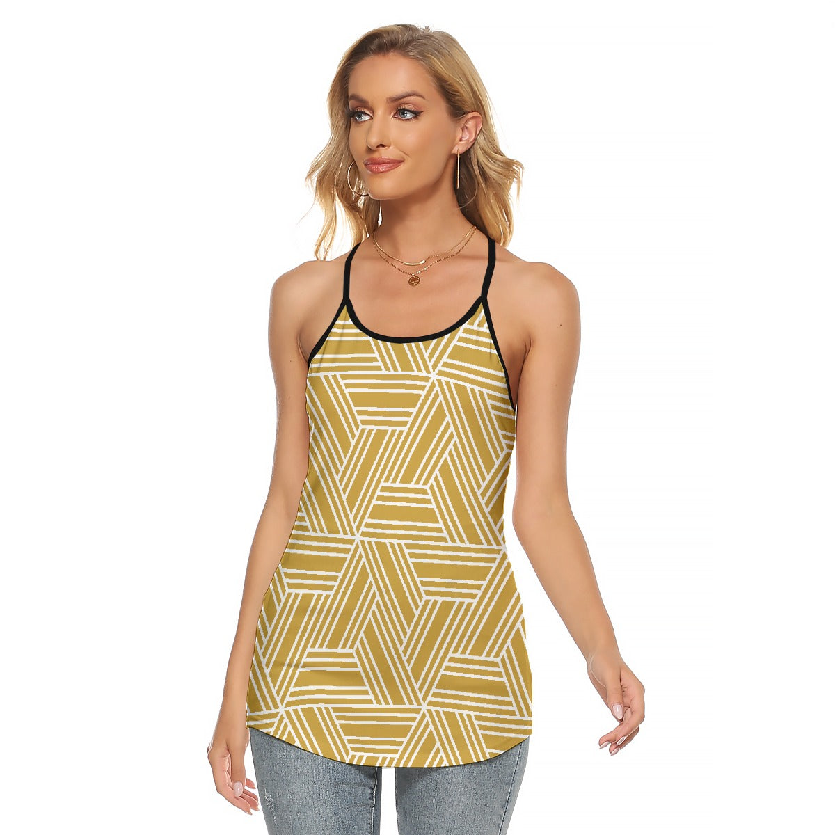 All-Over Print Women's Criss-Cross Open Back Tank Top