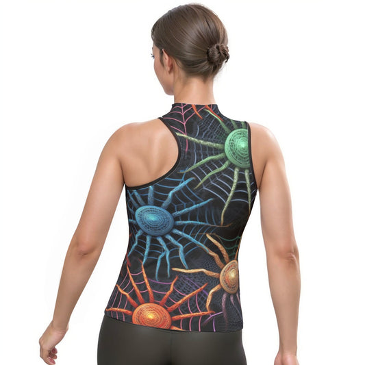 All-Over Print Women's Halter Sleeveless Asymmetrical Tank Top