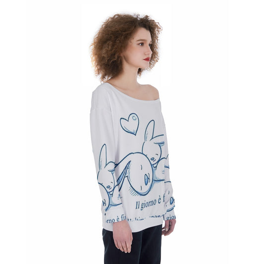 All-Over Print Oversized Women's Off-Shoulder Sweatshirt