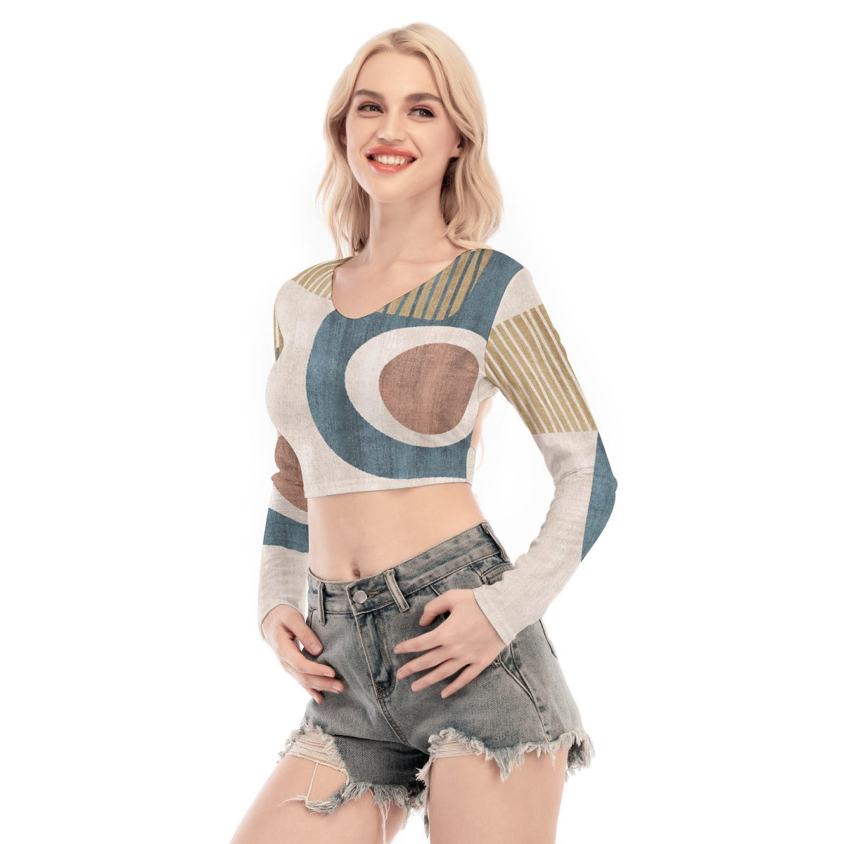 All-Over Print Women's Back Hollow T-shirt With Strap