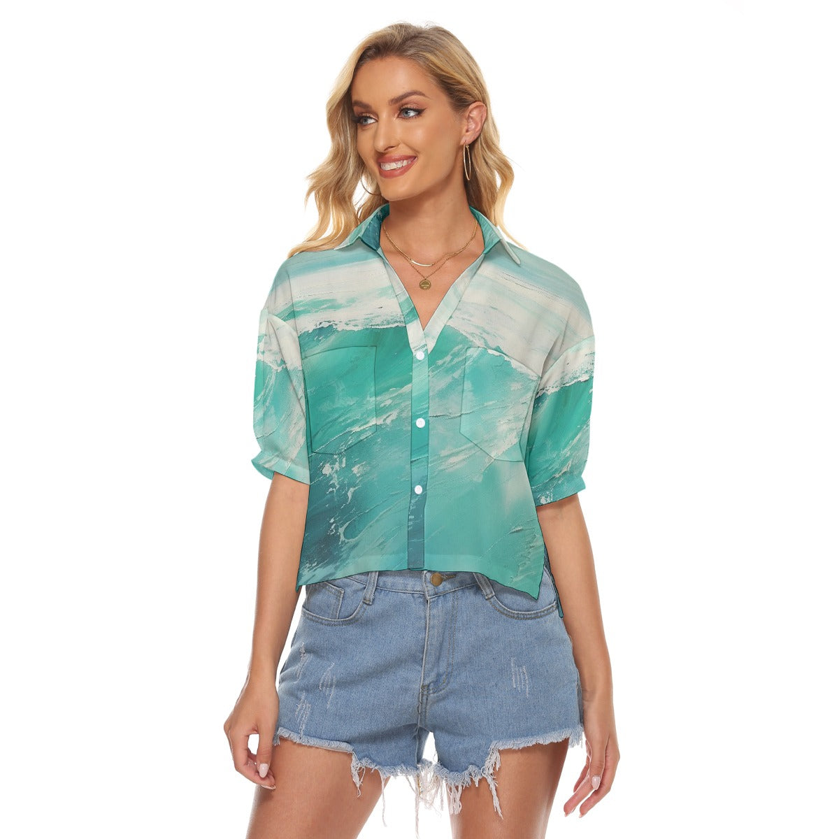 All-Over Print Women's V-neck Shirts