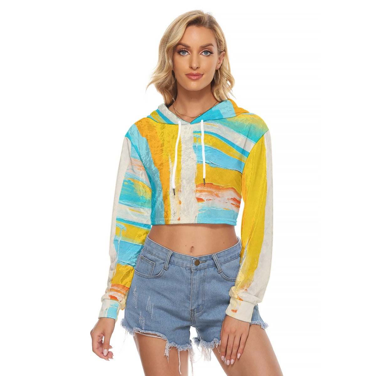 All-Over Print Women's Crop Top Hoodie|Velvet