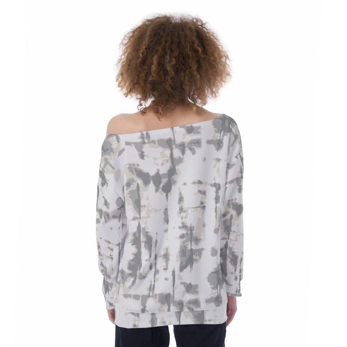 All-Over Print Oversized Women's Off-Shoulder Sweatshirt