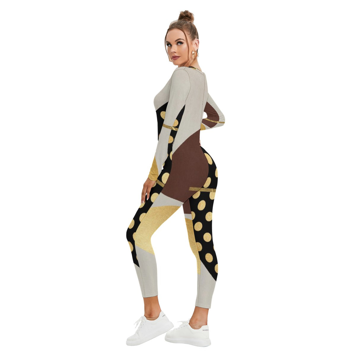 All-Over Print Women's Plunging Neck Jumpsuit