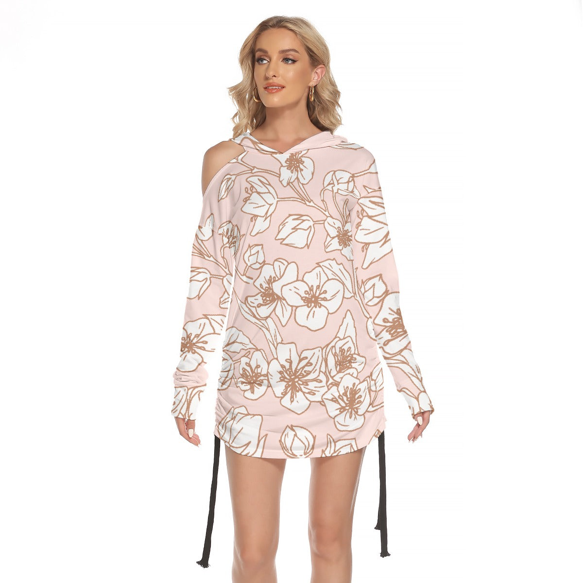 All-Over Print Women's One-shoulder Dress With Waist Shirring