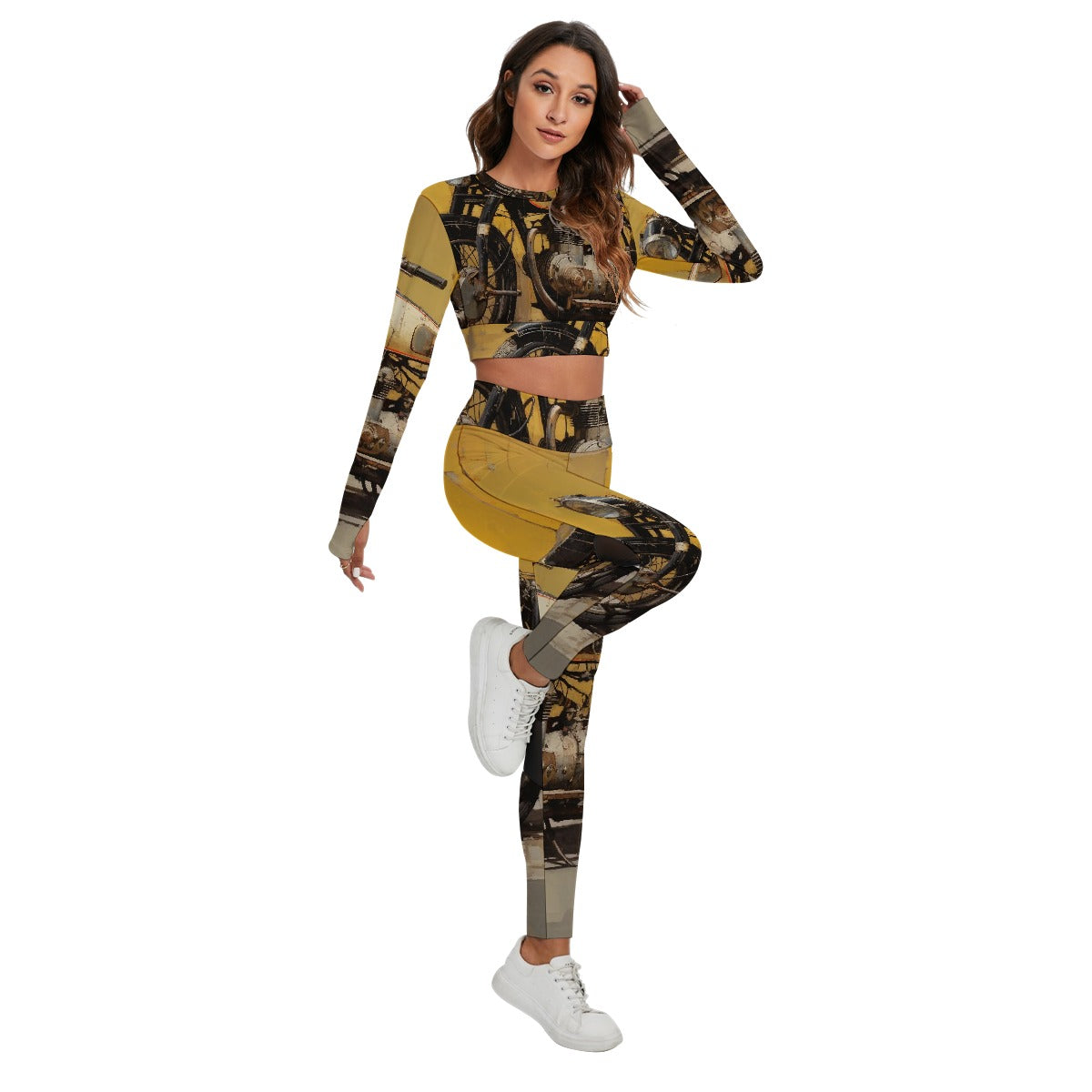 All-Over Print Women's Sport Set With Backless Top And Leggings