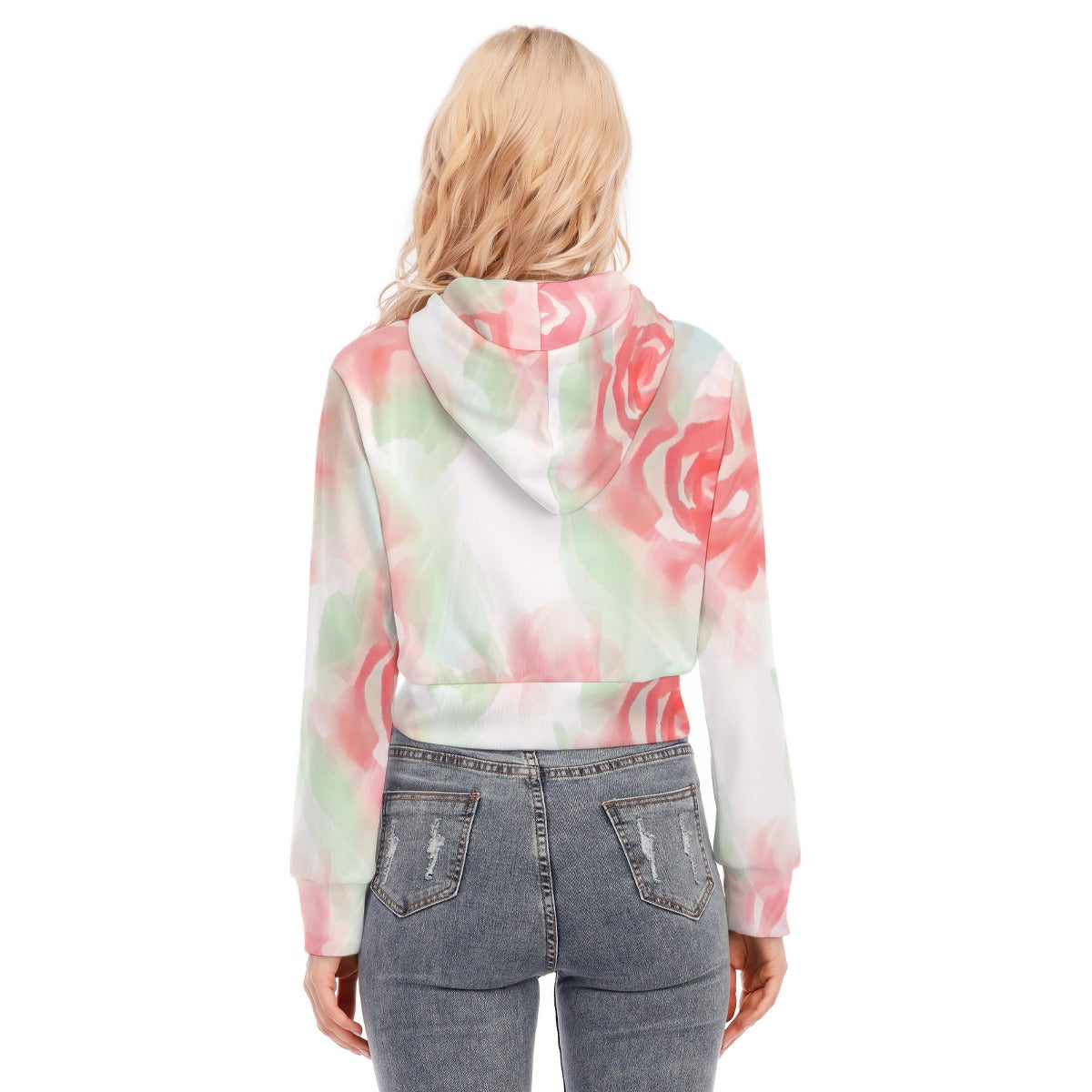All-Over Print Women's Crop Top Hoodie With Zipper Closure