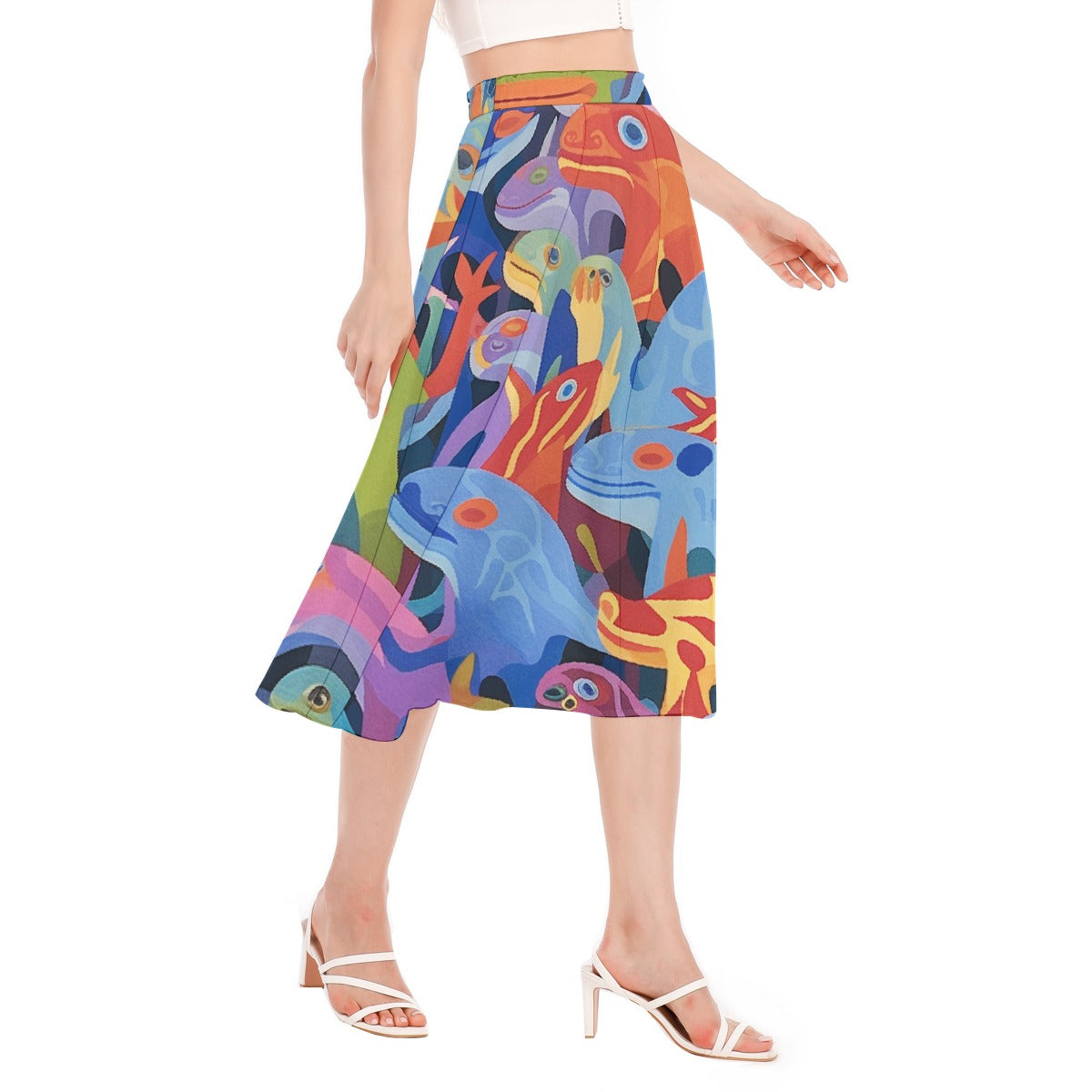 All-Over Print Women's Long Section Chiffon Skirt