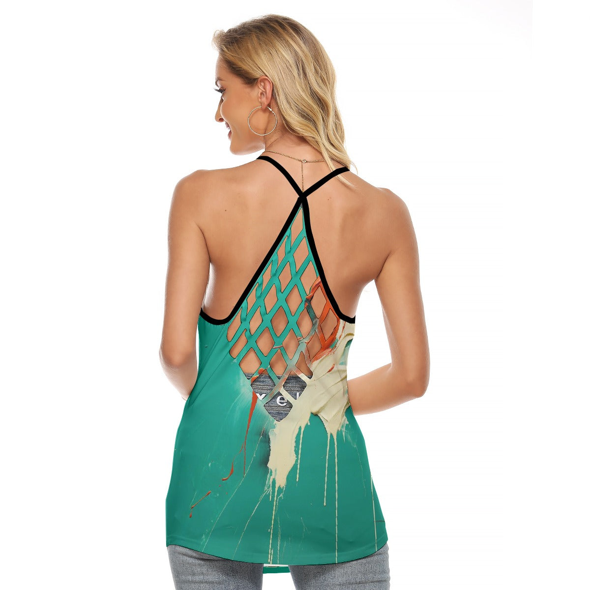 All-Over Print Women's Criss-Cross Open Back Tank Top
