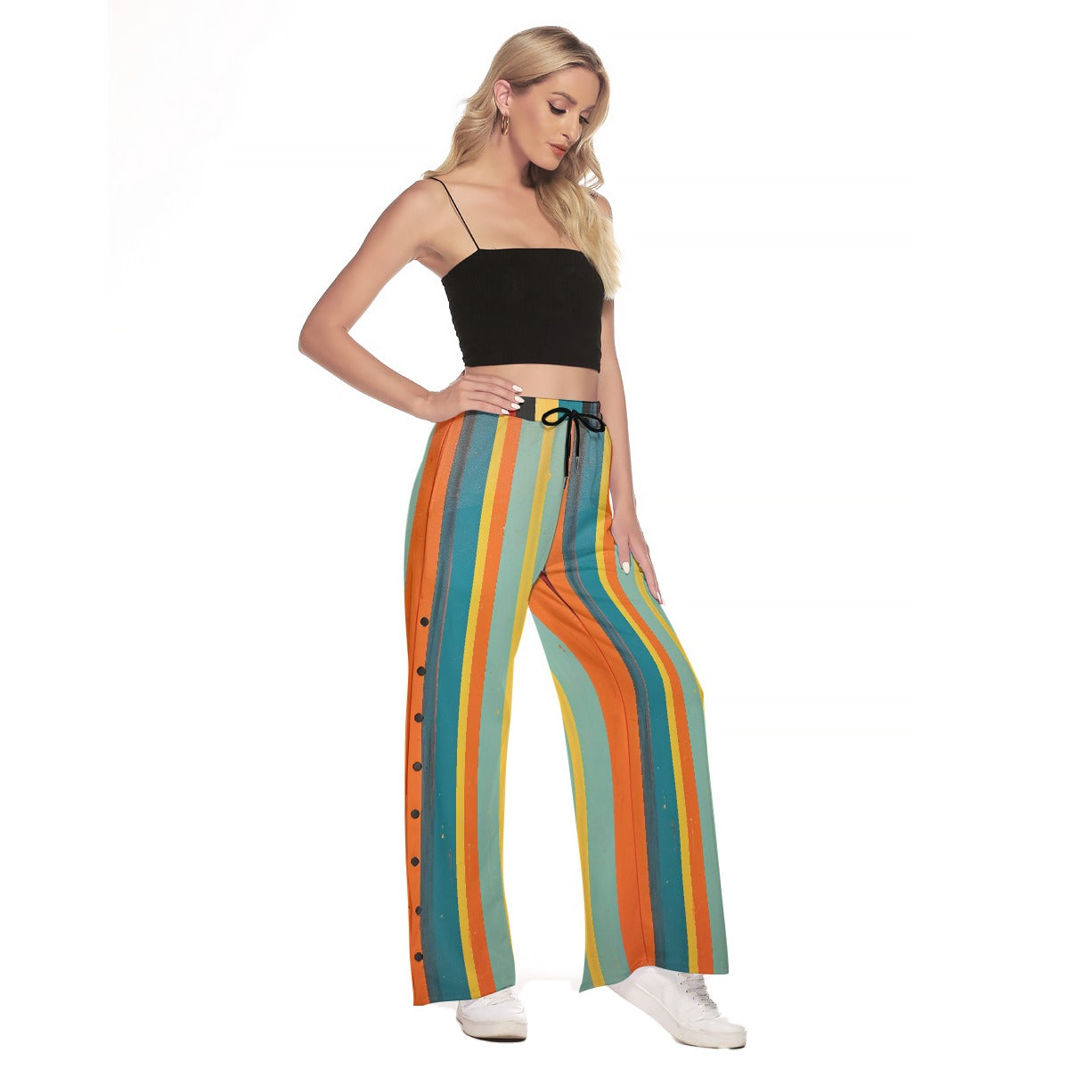 All-Over Print Women's Side Slit Snap Button Trousers