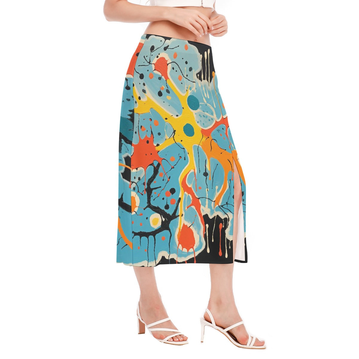 All-Over Print Women's High Slit Long Skirt