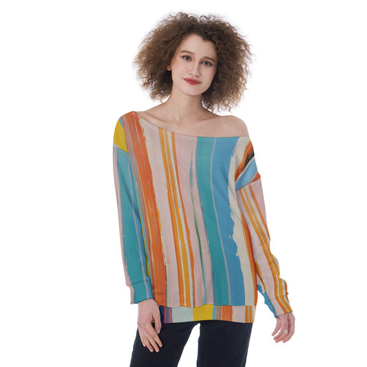 All-Over Print Oversized Women's Off-Shoulder Sweatshirt