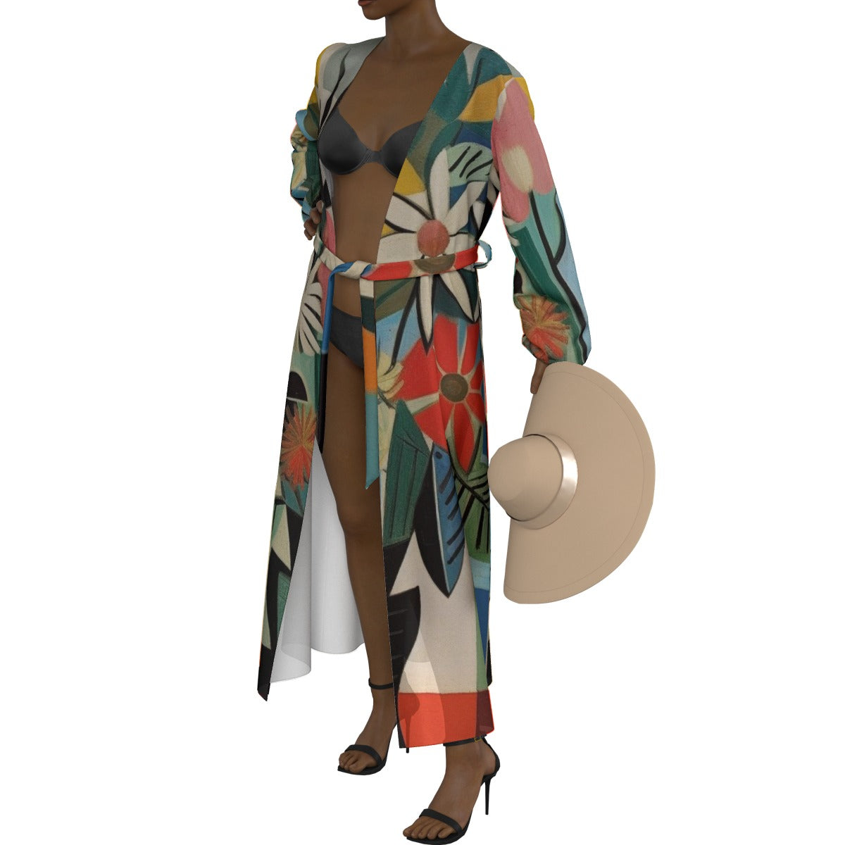 All-Over Print Women's Lace-up Chiffon Robe